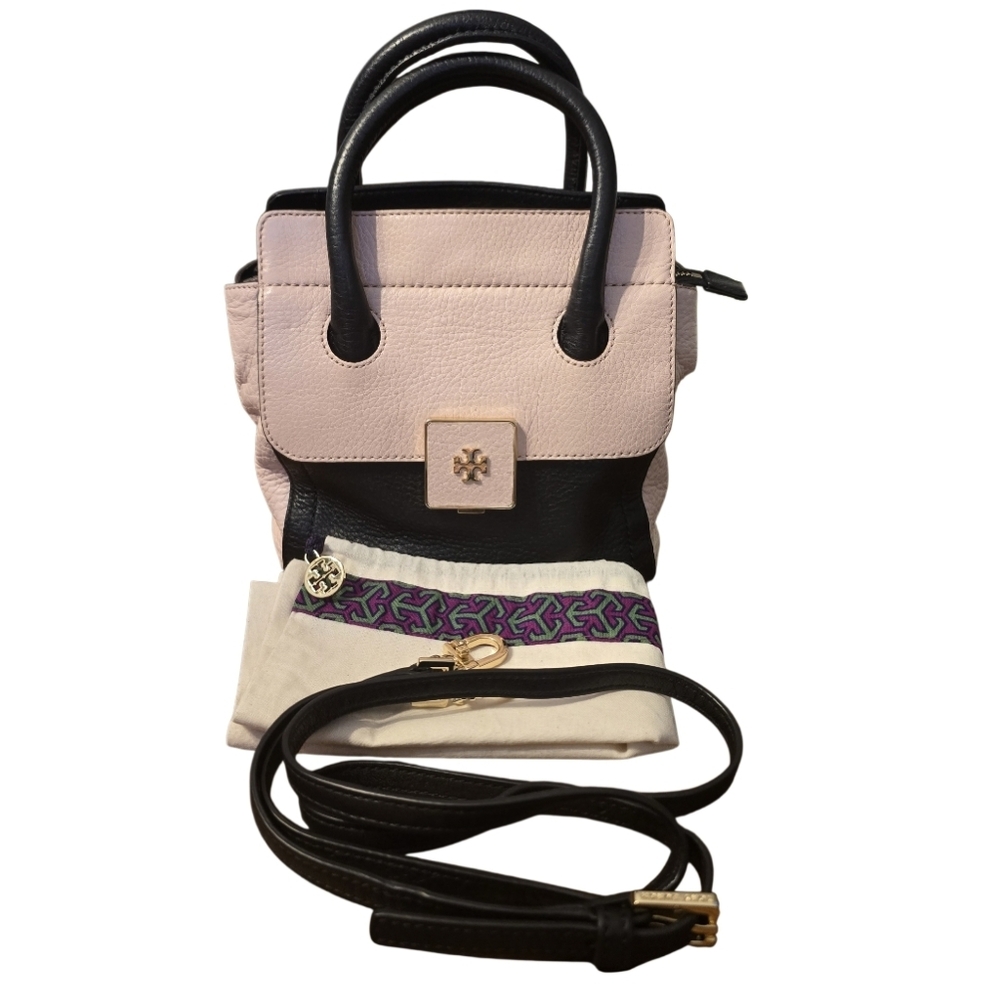 Tory Burch Pink and Black Leather Mini Convertible Crossbody